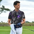 thumbnail image 5 of Balery Purple-Eyed Floral Leopard Printed Men’s Short Sleeve Polo Shirt, Midweight Men's Shirt,Golf Polo shirts -Medium, 5 of 8