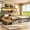Gray, variant on Full Platform Beds with Flip-down Storage Headboard Farmhouse Bookcase Wood Beds with Charging Station and Side Light Strip & 4 Drawers, Rustic Gray