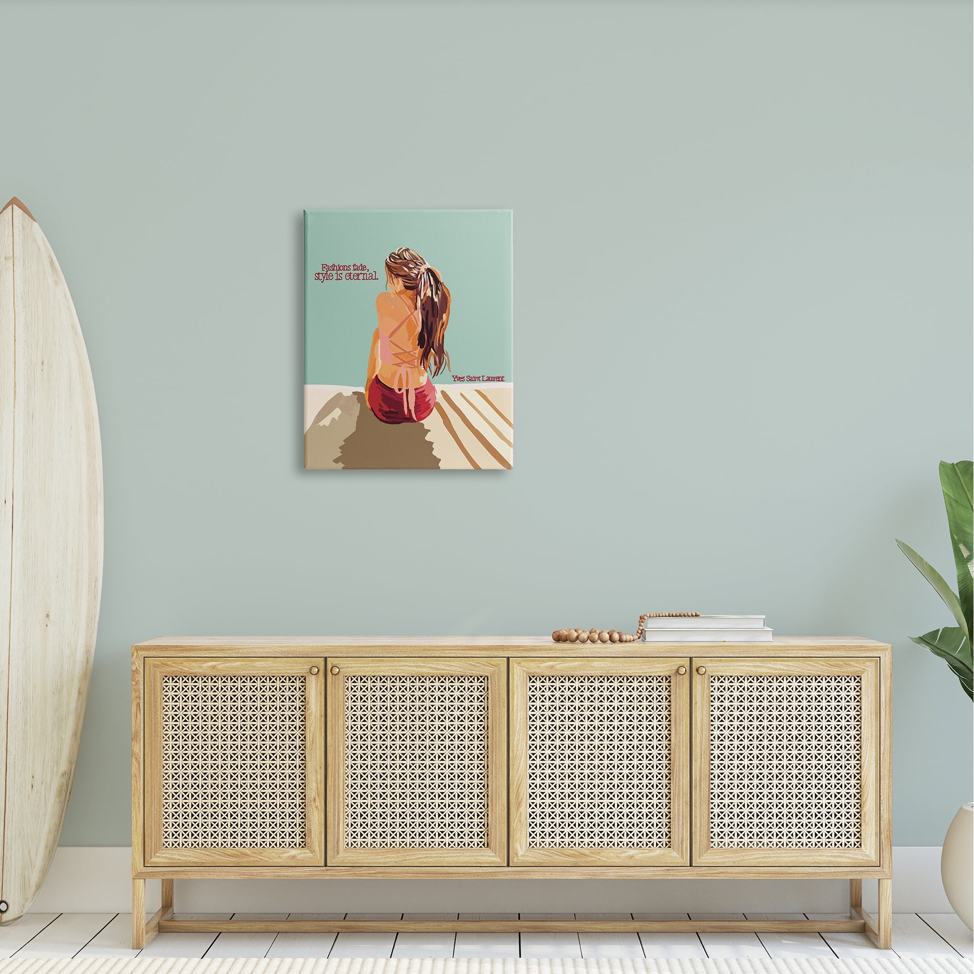 Stupell Industries Style is Eternal Motivating Fashion Quote Beach Woman Graphic Art Gallery Wrapped Canvas Print Wall Art, Design by Amelia Noyes