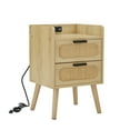 thumbnail image 5 of Pouseayar Rattan Nightstand with Socket Side Table Natural,Golden, 5 of 7