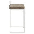 thumbnail image 3 of Fuji Contemporary Stackable Counter Stool In White With Brown Cowboy Fabric Cushion - Set Of 2, 3 of 7