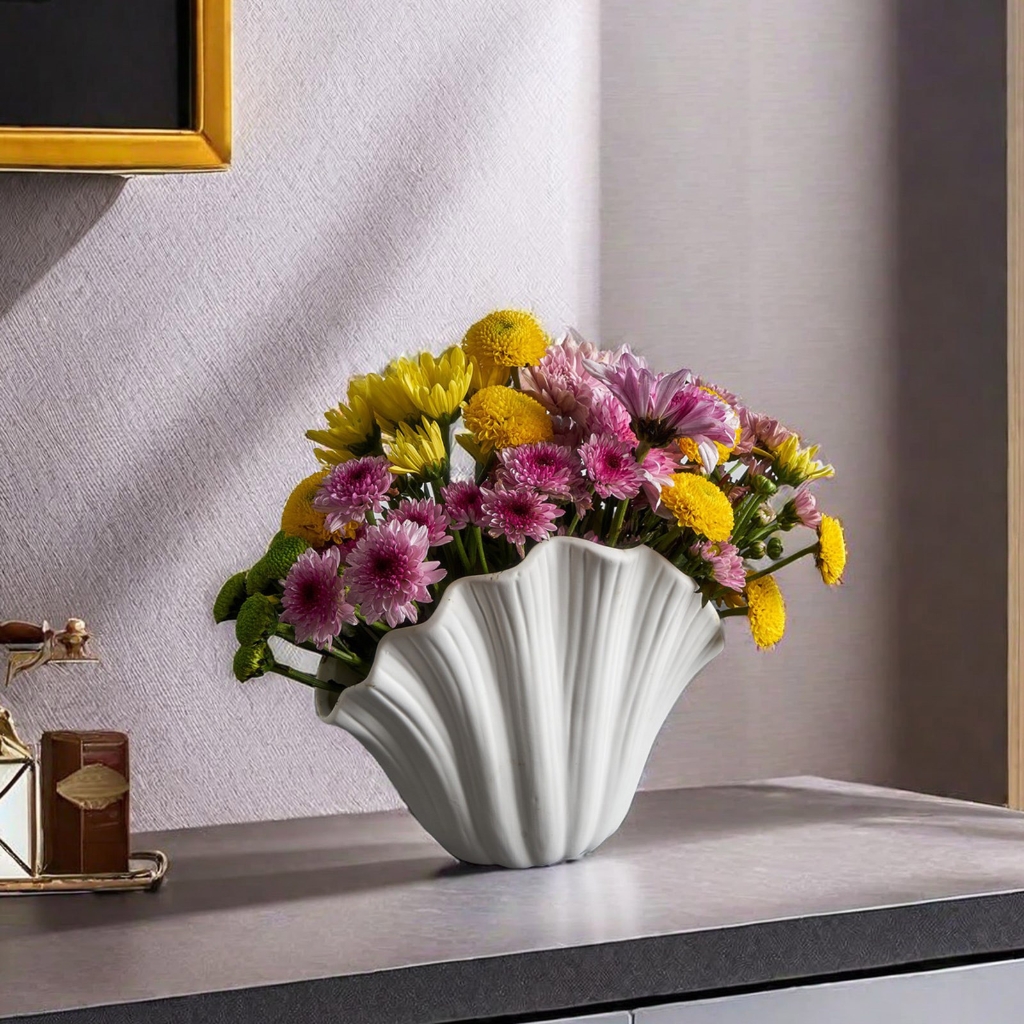 Aurgiarme Creative Silicone Mould Shell Shape Concrete Flower Pots Moulds for Resin Planter Vase Pen Holder Crafting
