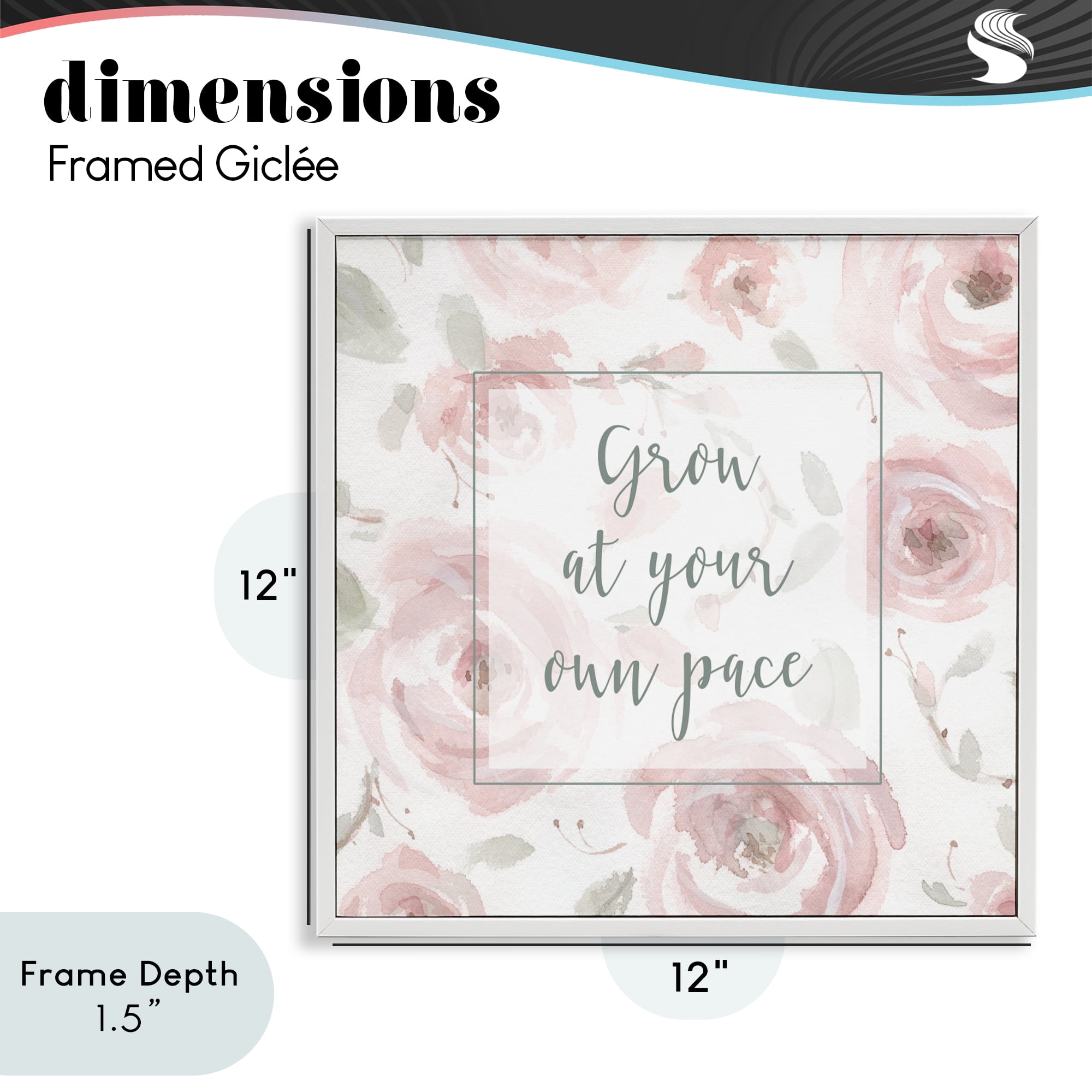 Stupell Industries Grow at Your Pace Florals White Framed Giclee Art, design by Carol Robinson