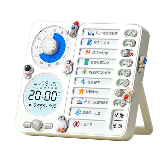 Tabla de tareas con temporizador visual para niños, tablón de anuncios para tareas del aula y de la oficina. blanco