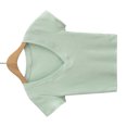 thumbnail image 2 of Top de manga corta para mujer, cuello en V, ajustado, tejido de gofre, ropa femenina de algodón para la vida diaria y el trabajo, 2 of 8