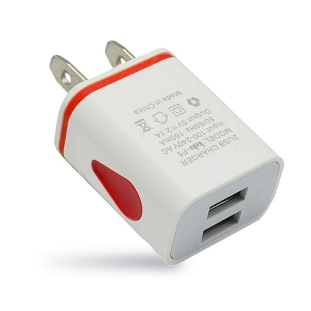 Methold Cargadores de pared USB 2A Universal LED Adaptador de corriente de cabezal de carga de alta velocidad de alto rendimiento para accesorios de Cargadores de dispositivos electrónicos rojo