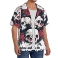 thumbnail image 2 of Naloa Gothic Skulls And Roses Men's Loose Fit Cuban Collar Short-Sleeve Shirt, Hawaiian Shirts, Mens Shirts Casual for Everyday Wear Outings-XX-Large, 2 of 5