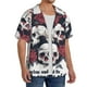 thumbnail image 2 of Fotbe Gothic Skulls And Roses Camisa Estampada de Manga Corta para Hombre, Casual de Verano, Estilo Playero, Sin Arrugas-Large, 2 of 5