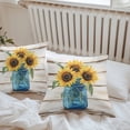 thumbnail image 5 of Outdoor Waterproof Pillow Covers Pack of 2, Country Sunflower Watercolor Yellow Flower Wood Grain Decorative Throw Pillowcases Cushion Covers for Garden Patio Tent Sofa Couch, 26x26 inch, 5 of 8