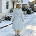 thumbnail image 6 of Hellosay Long Puffer Coat Girls Quilted Long Sleeve Hooded Jacket Winter Zip Up Ruffle Tie Front Outwear with Pockets, 6 of 6