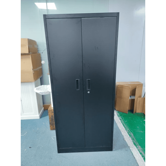 Metal Storage Cabinet, 71" Black Locking Metal Cabinet with 2 Doors and 4 Adjustable Shelves, Lockable Garage Storage Cabinets for Home Office, Garage, Kitchen, Living Room
