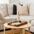 thumbnail image 3 of Home Redefined Serving Tray Acacia Wood Polished Gold Stainless Steel Handles 17.5x12in, 3 of 7