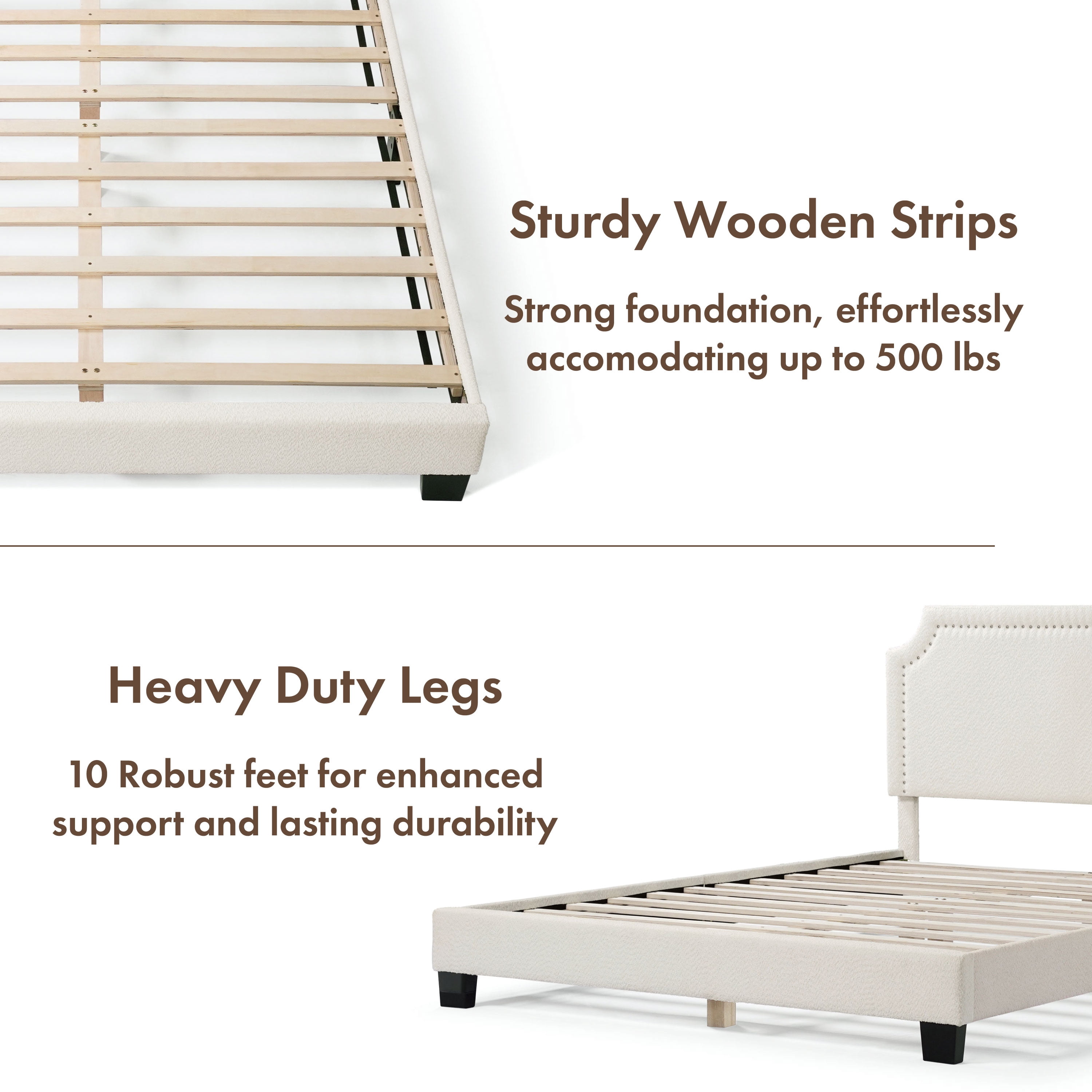 Furniture of America Geneva Upholstered Mattress Ready Boucle Fabric White Queen Bed