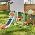 thumbnail image 3 of 7-in-1 Toddler Slide and Swing Set, Kids Slide for Toddlers Age 1+, Toddler Outdoor Playset with Basketball Hoop, Football Frame, Swing, Outdoor Indoor Playground for Toddlers 1-3, 3 of 8