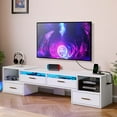 thumbnail image 3 of Dextrus LED Gaming Entertainment Center w/Power Outlets, Large TV stand for 70 inch TVs, Deformable Media Console Cabinet, White, 3 of 10