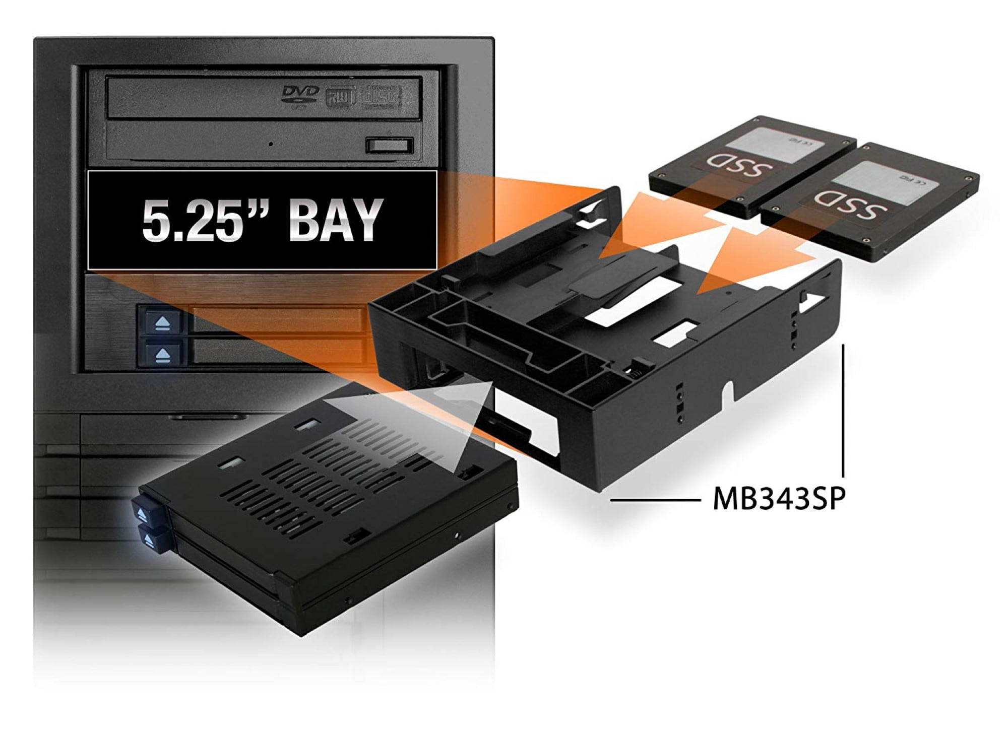 ICY DOCK MB522SP-B FlexiDOCK Drive Enclosure for 3.5 SAS/SATA - Black