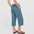 thumbnail image 5 of 2026 Summer Wide Leg Capri Pants for Women Drawstring Elastic Waist Casual Cropped Trousers with Pockets Dark Blue M, 5 of 7