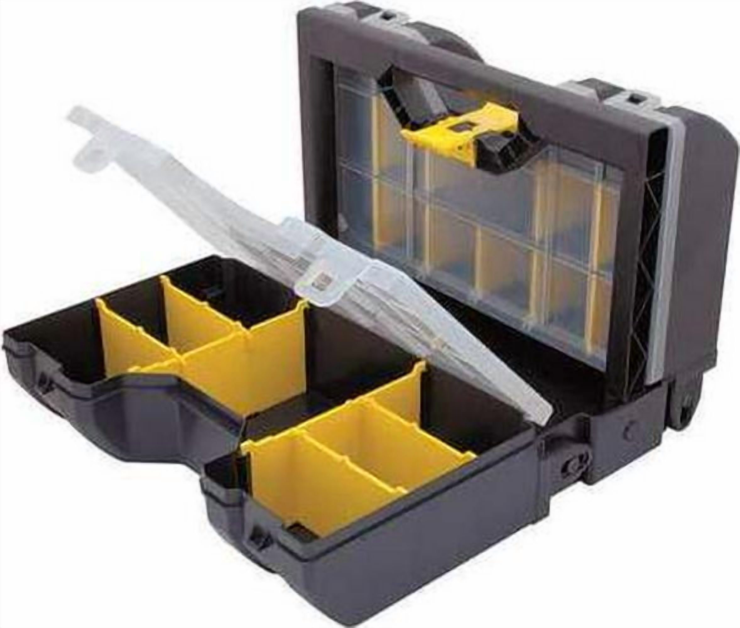 Stanley Tool Organizer, Plastic, Black/Yellow, 17 in W x 9 in D x 12 in H