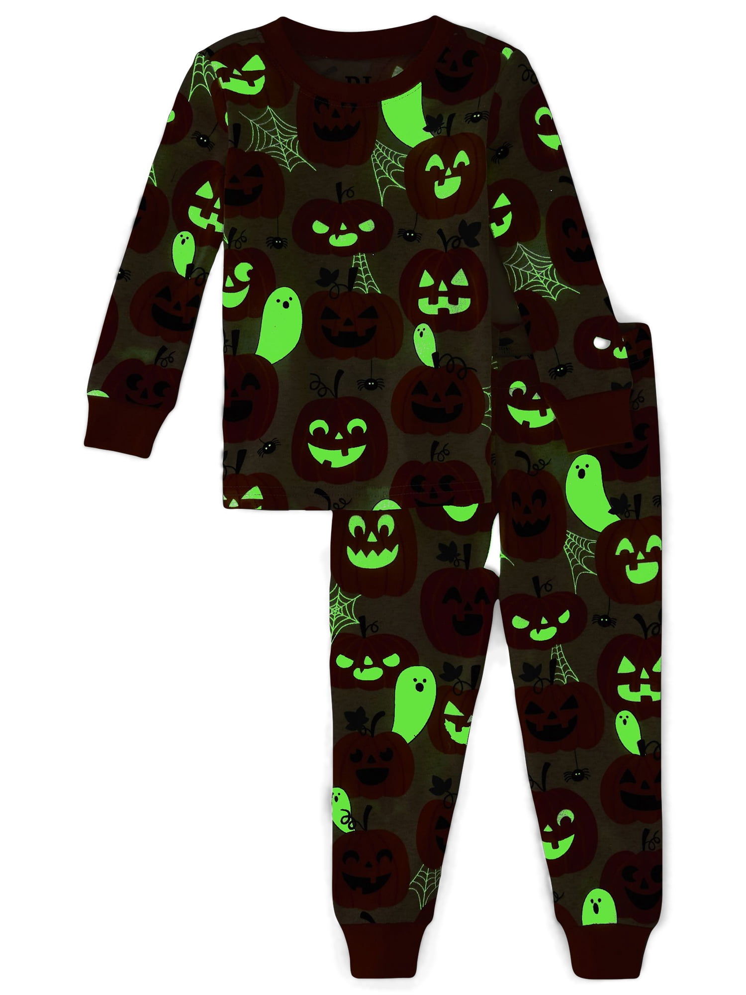 The Children's Place Baby, Toddler, & Kids Unisex Snug Fit Glow-in-the-Dark Pumpkin Cotton Pajamas, Sizes NB-16