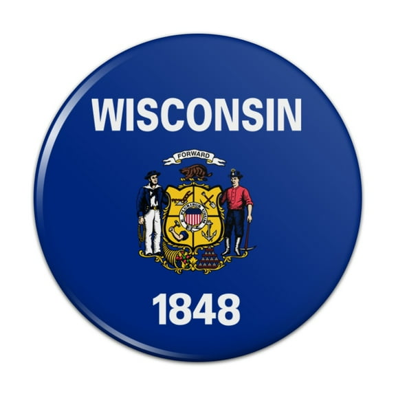 Wisconsin State Flag Pinback Button Pin