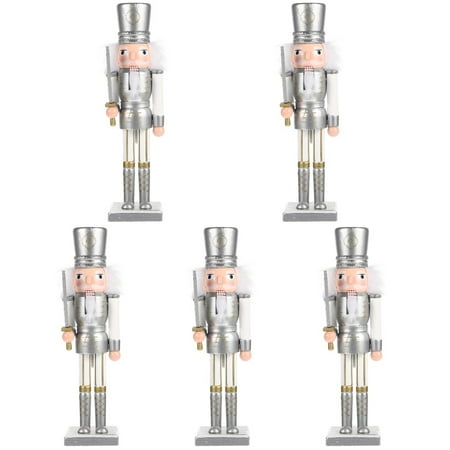 

TOYMYTOY 5pcs Christmas Wooden Cartoon Soldier Nutcracker Adorn Desktop Creative Wood Puppet Ornament