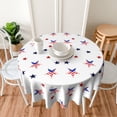 thumbnail image 3 of Independence Day July 4th Round Tablecloth 60 Inch Waterproof Spillproof Stain Resistant Star Patterned Washable Patriotic Table Cloth for Holiday Picnic Party, 3 of 5