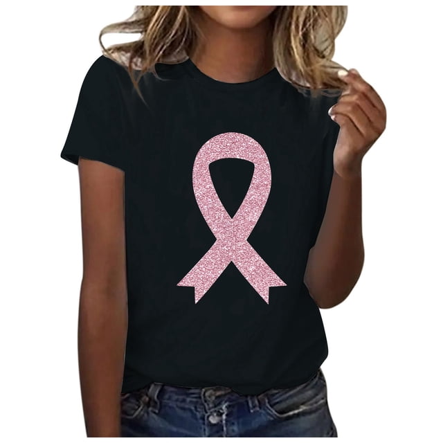 LUOGENLI Chemises pour Femme pour Femmes Mode Décontractée Ruban Imprimé Promotionnel International Mois Manches Courtes Col Rond T-Shirt Haut T-shirts pour Femmes T-shirts Graphiques Tees Vintage Fête de la Saint-Patrick Noir G