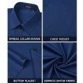 thumbnail image 5 of HISDERN Men's Blue Short Sleeve Dress Shirt Breathable Smooth Drape Stretch Button Up Shirt Office Work, 5 of 11