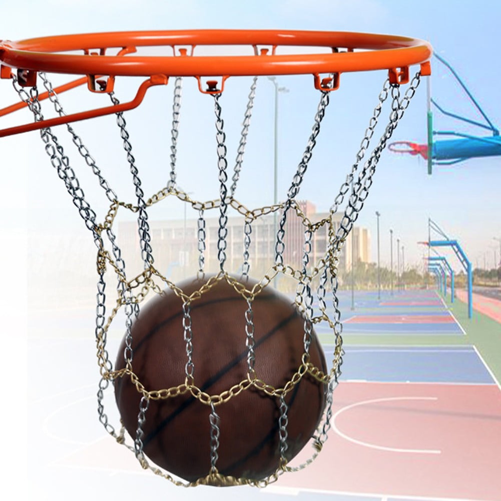 Metal Basketball Net Chain Netting Sports Rims Basket Frame Double Color Net Silver & Gold