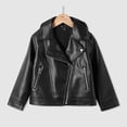 thumbnail image 2 of XUNKUSGA Leather Biker Jacket For Boys Girls Vintage Moto Biker Coat Fashion Asymmetric Zip Lapel Motorcycle Jacket With Pockets Fall Outwear,0-1Years, 2 of 8