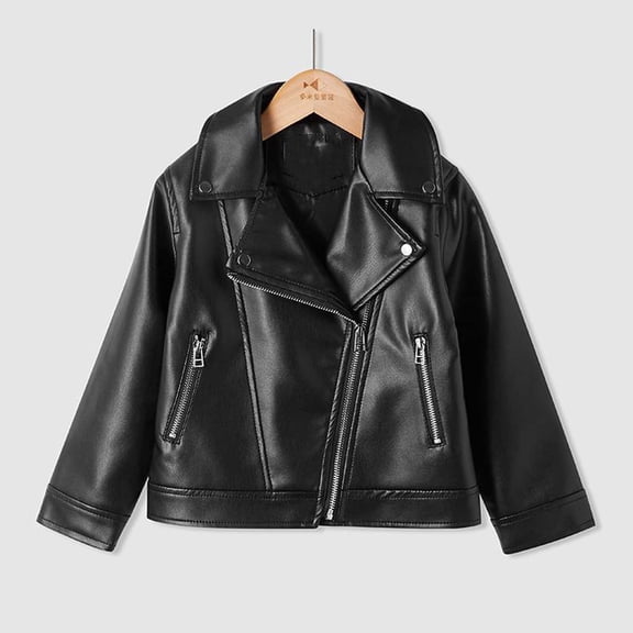 breaise Boys Leather Jackets Zip up Waterproof Collar Coats Kids Toddler Lightweight Long Sleeve Jacket Outwear