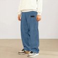 thumbnail image 2 of CAUYDY Boy's Baggy Sweatpants Wide Leg Elastic Waist Casual Athletic Pants with Pockets Kid Back to School Clothes Fall Winter Blue Sizes 13-14 Years, 2 of 7