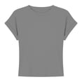 thumbnail image 4 of Trendfront Womens Short Sleeve Crewneck T Shirts Plain Solid Color Basic Tee Minimalist Slim Fit Sleeve Summer Casual Layering Tops, 4 of 4