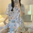 thumbnail image 6 of Sanrio Hello Kitty Cinnamoroll Pajamas New Summer T Shirt Shorts 2Pcs Homewear Kawaii Casual Polyester Soft Women Sleepwear Set, 6 of 10