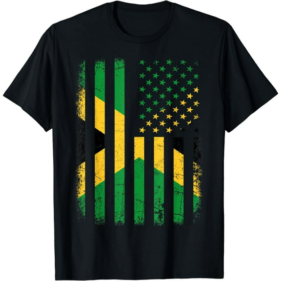 Jamaican American Flag Jamaican Roots Jamaica America T-Shirt mens t shirt，black，women，funny，misfits，men，journey
