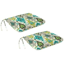 Jordan Manufacturing 20" x 18" Paso Turquoise Multicolor Ikat Rectangular Outdoor Chair Pad Seat Cushion with Ties (2 Pack)