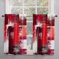 thumbnail image 2 of Oil Painting Red Kitchen Curtains 63 Inch Length, Farmhouse Curtains Drapes, Modern Geometric Black White Abstract Art Rod Pocket Window Curtains for Living Room/Bedroom, 52" x 63", 2 Panels, 2 of 5