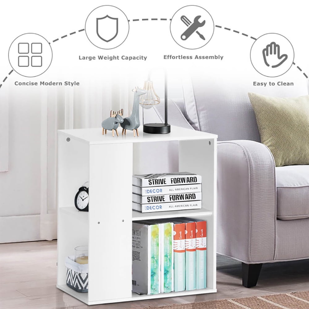Finihen End Side Table, Rectangular Nightstand, 2-Tier Side End Table with Storage Shelves, for Living Room, Bedroom, White Finihen End Side Table, Rectangular Nightstand, 2-Tier Side End Table with Storage Shelves, for Living Room, Bedroom, White