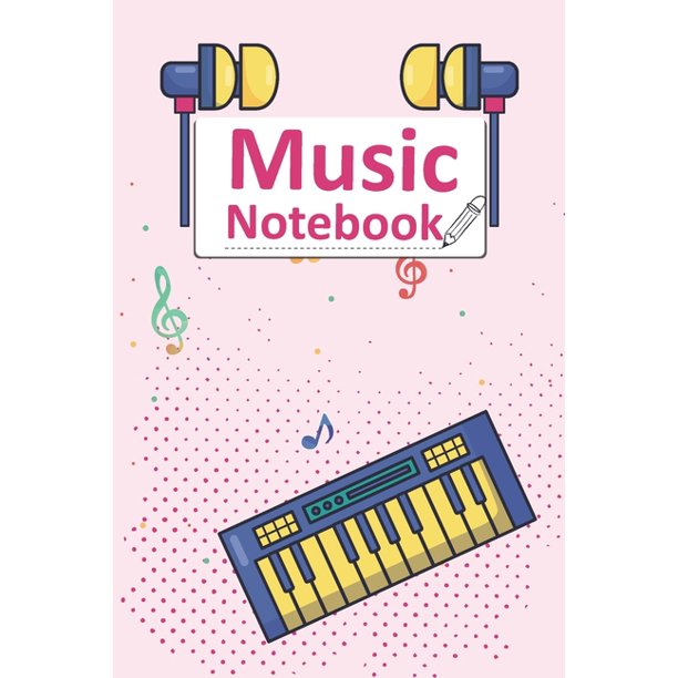 Music Notebook Earphone and Small Piano on Cover With Cool Interior