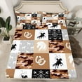 thumbnail image 2 of Manfei Southwestern Cowboy Twin Sheet Sets,Western Country Horse Twin Fitted Sheet,Brown Gray White Flat Sheet For Boys Children,Ultra Soft Home Decor,3-Piece, 2 of 7