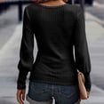 thumbnail image 4 of Puff Sleeve Sweaters for Women Cute Tops Fall Long Sleeve Tops Knit Tops Square Neck Tops Womens Sweaters Dressy Casual Lightweight Sweaters Ribbed Loose Fit Shirts Plus Size Tunic Tops Black 2XL, 4 of 4