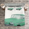 thumbnail image 3 of Ambesonne Cars Quilted Bedspread Set 3 Pcs, Classical Veteran Vehicle, King Size, Mint Green Pale Grey, 3 of 3