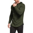 thumbnail image 3 of Aiyino Mens Hipster Hip Hop Long Sleeve Longline Pullover Hoodies Shirts Long Sleeve M Army Green, 3 of 7
