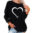 thumbnail image 1 of Besolor Chandail en Molleton Décontracté pour Femmes Imprimé Cœur Col Rond Manches Longues Blouse Ample Confortable Automne, 1 of 5