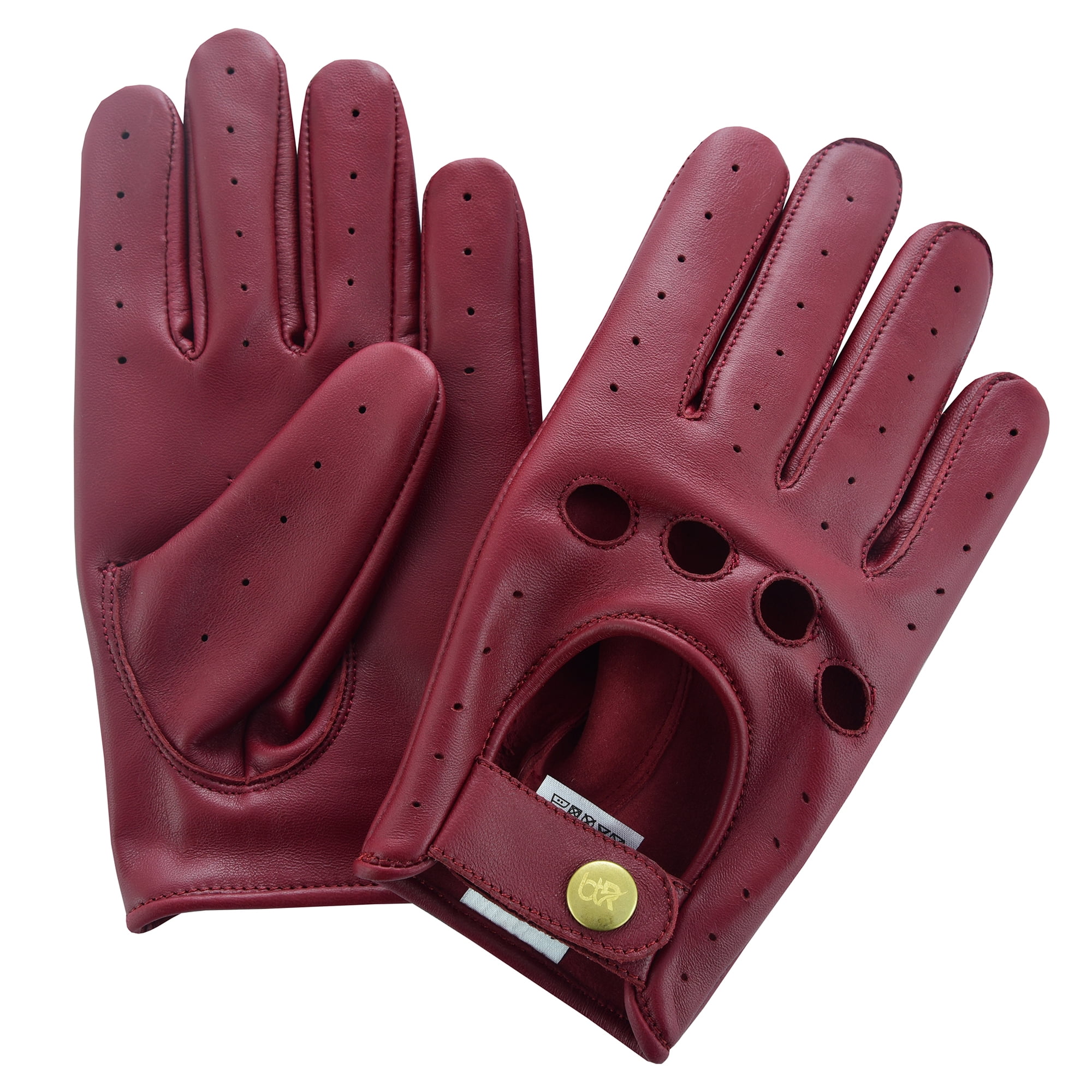 Women Leather Gloves Ladies Leather Driving Gloves Chauffeur 100% Genuine Lambskin Leather Gloves Full Finger Car Driving Motorcycle Bikers Riding Gloves Burgundy-L