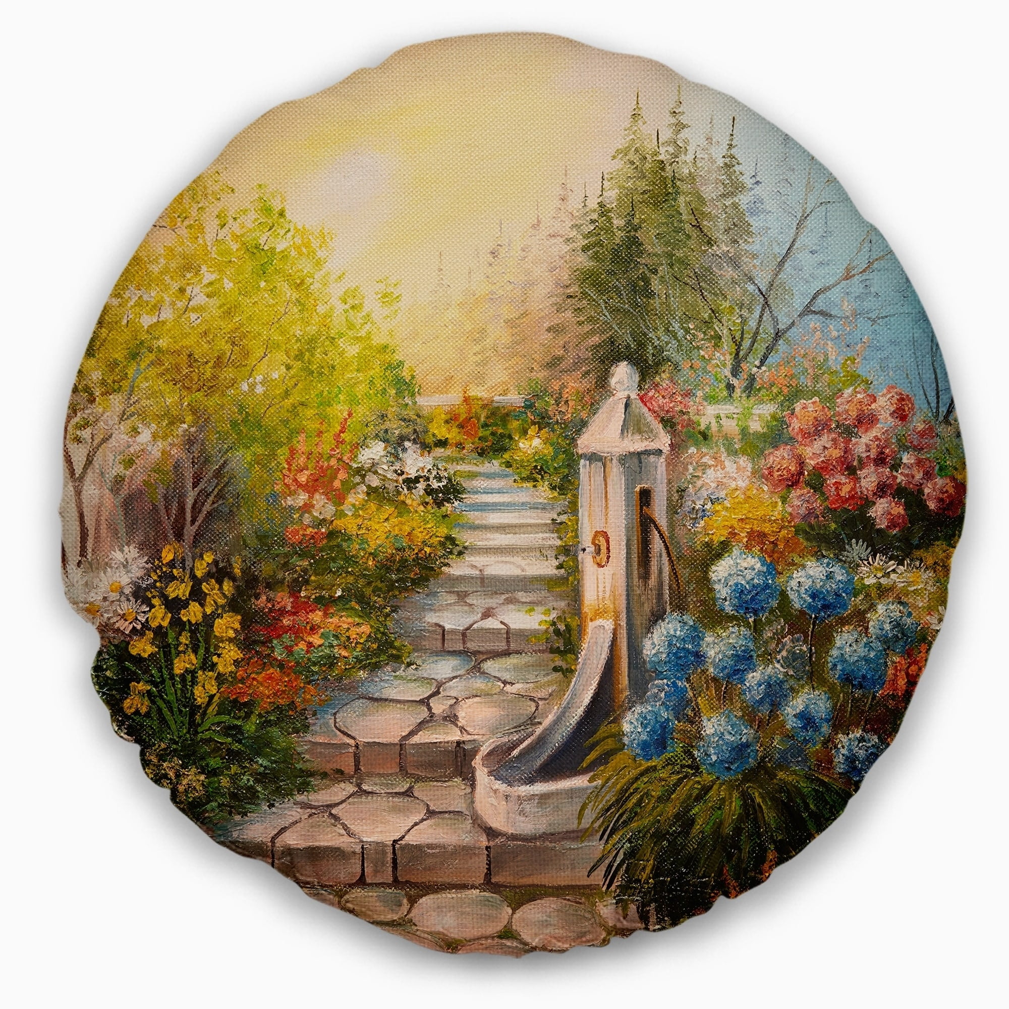 Design Art Designart Stone Stairs In Forest Landscape Painting Throw Pillow Walmart Com Walmart Com