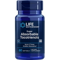 Life Extension Super Absorbable Tocotrienols, vitamin E as D-alpha tocopherol, mixed tocotrienols, supports hair growth, brain function, gluten-free, non-GMO, 60 softgels
