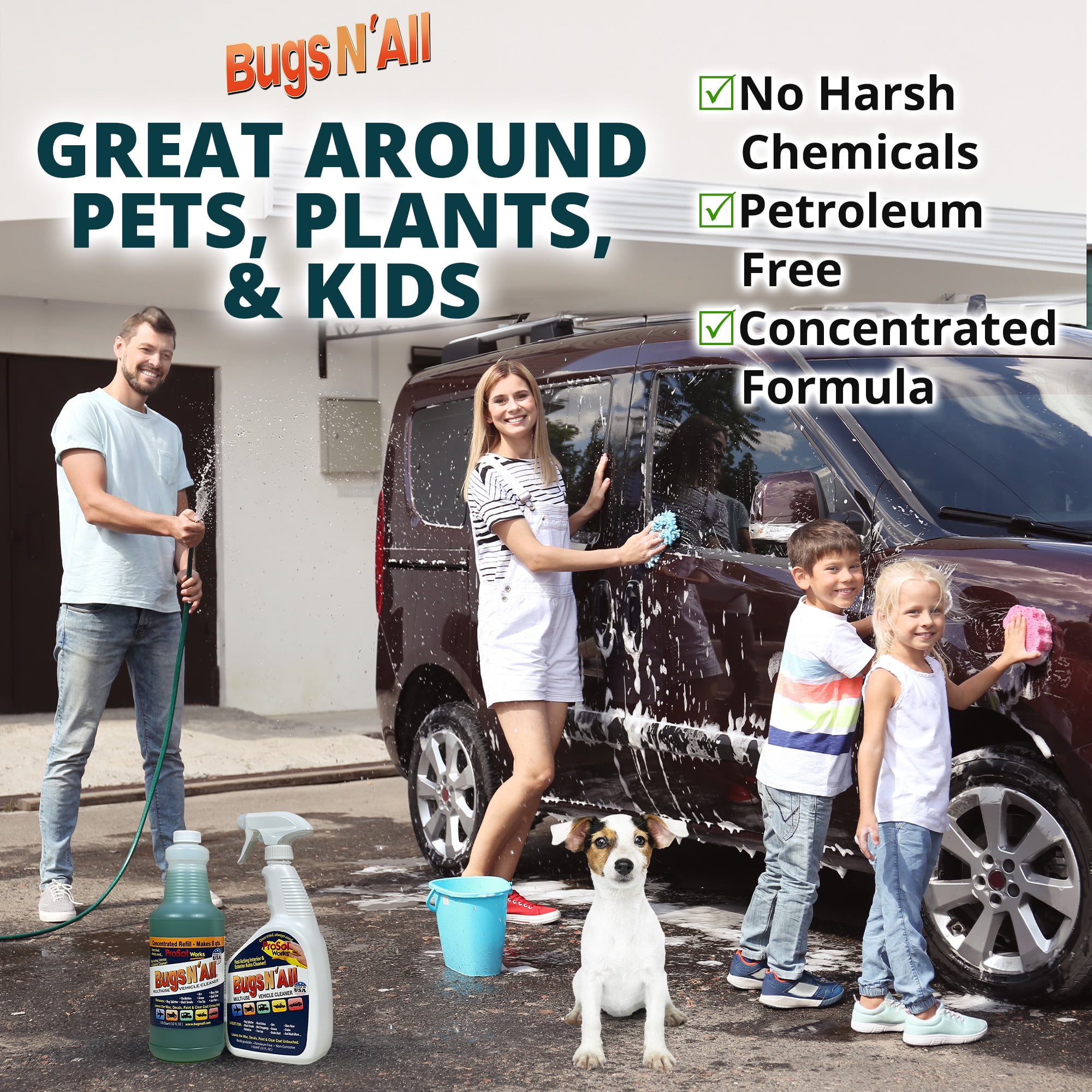  Bugs N' All Multipurpose Concentrated Cleaner & Degreaser 4 oz  - Bug and Tar Remover Safe on Automotive Paint, Chrome on Cars, Trucks,  Motorcycles, RVs & More w/Free 32 oz Spray