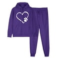 thumbnail image 2 of ibuvkizy Womens 2 Piece Outfits!Outfits Men's and Women's Sports Tracksuits Long Sleeve Pullover Hoodies Sweatshirt Loose Coat and Sweatpants Fall Winter Suit Purple,S, 2 of 7