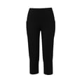thumbnail image 3 of LEAVINGSUO Capris Pants for Women With Elastic Waist Women's Casual High-Waisted Pocket Cropped Pants Black S, 3 of 7